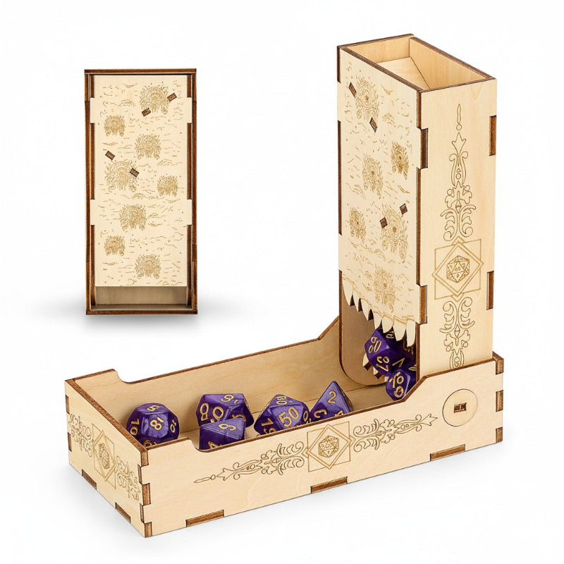 BEHOLDER WOODEN DND DICE TOWER