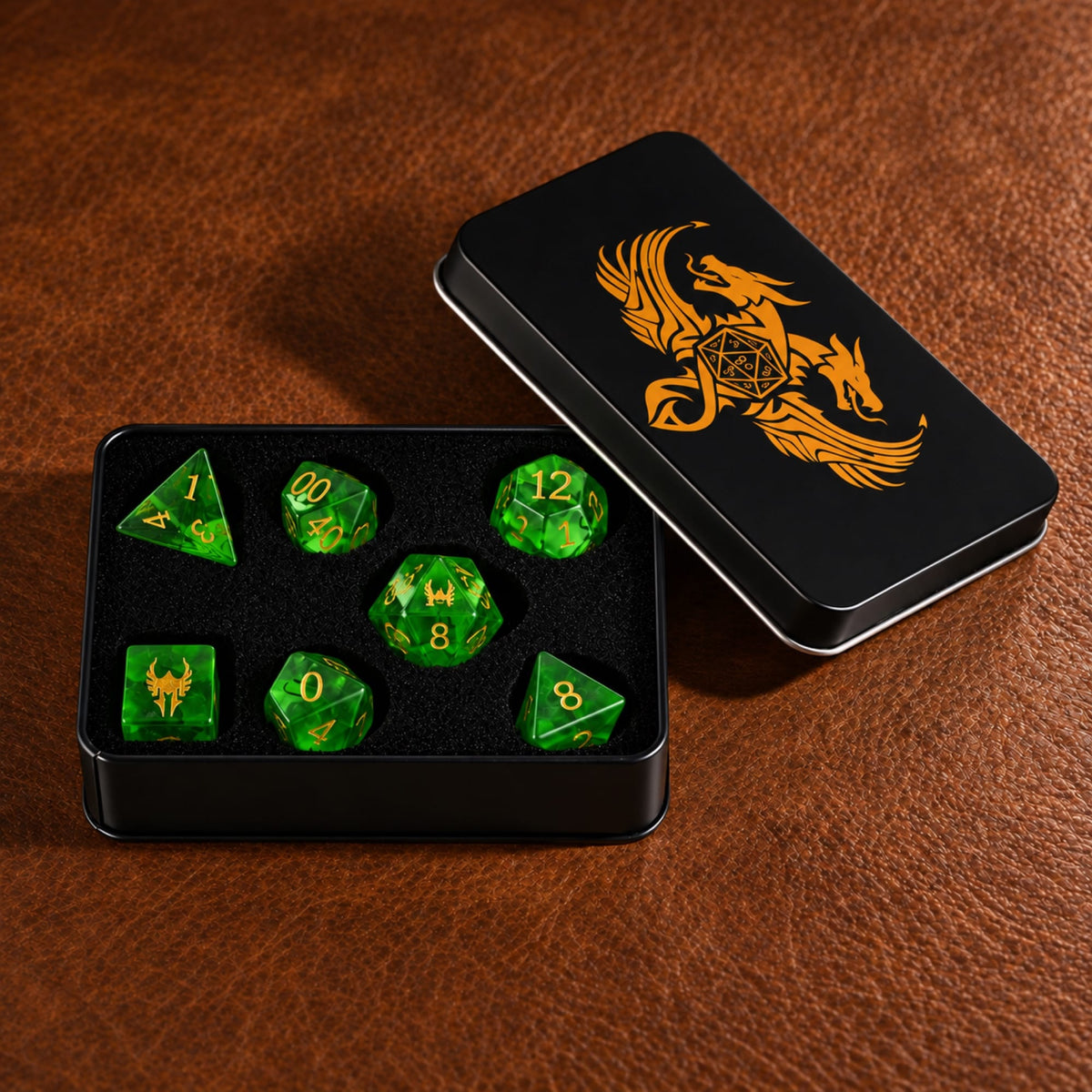 Verdant Sigil-Gemstone Dice Set - packaging