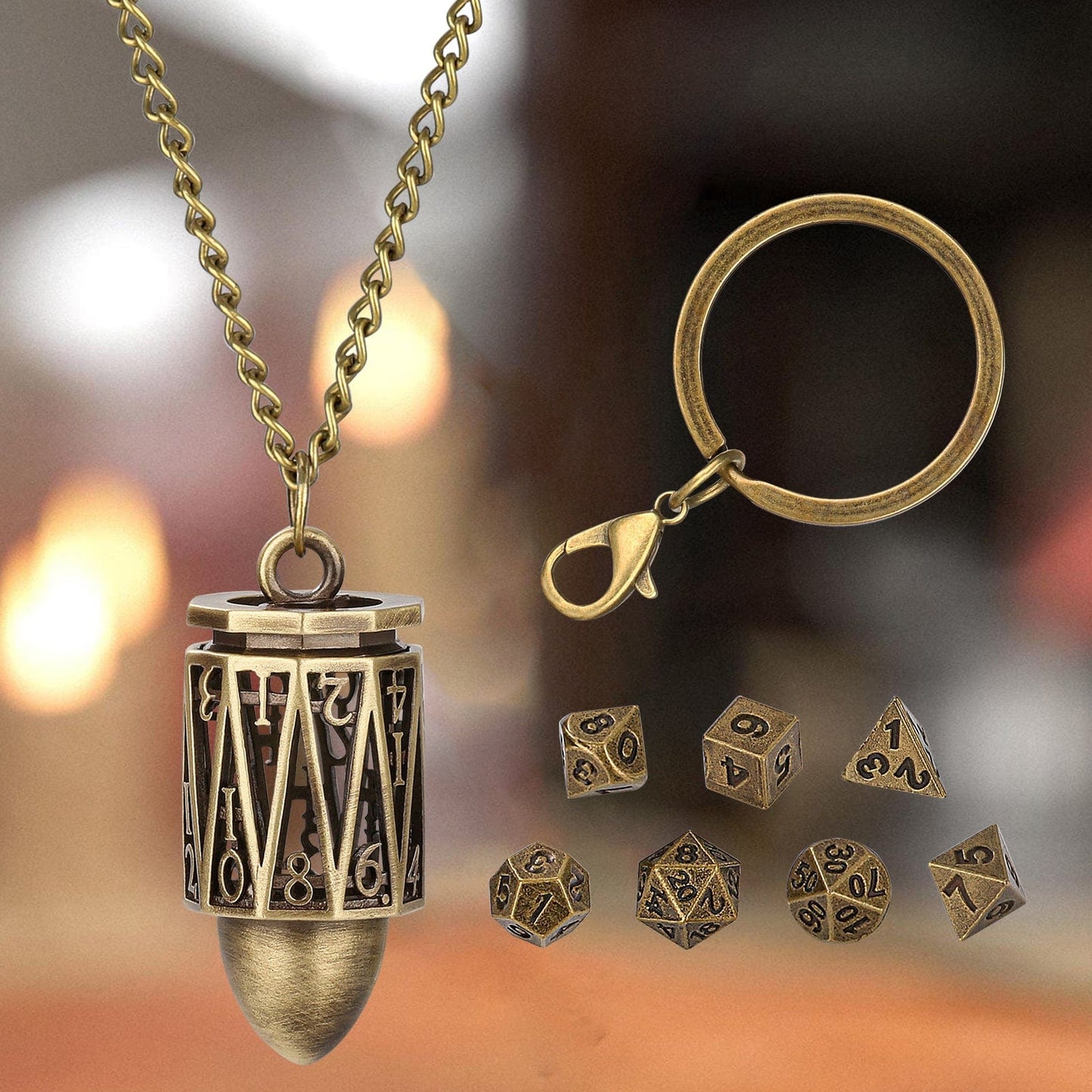 Geloho Arcane Cylinder Mini Dice Set Necklace & Keychain Set