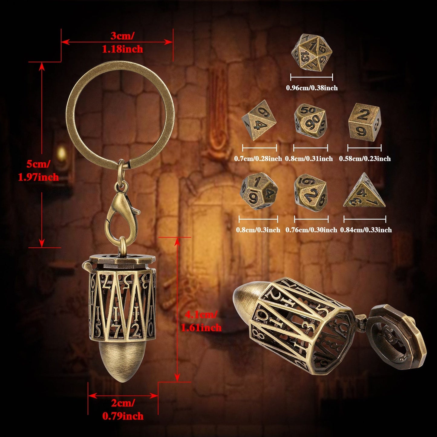 Geloho Arcane Cylinder Mini Dice Set Necklace & Keychain Set
