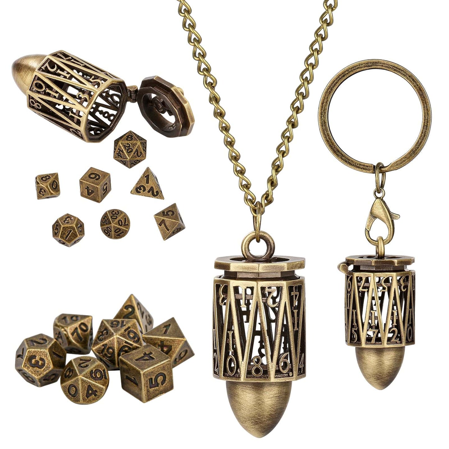 Geloho Arcane Cylinder Mini Dice Set Necklace & Keychain Set