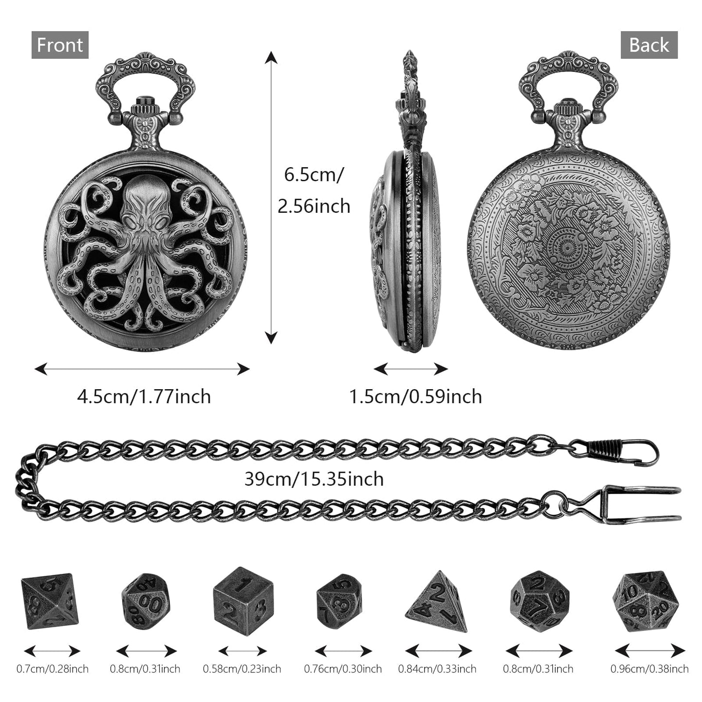 Geloho D20, Dragon Cthulhu Octopus Pocket Watch Dice Set