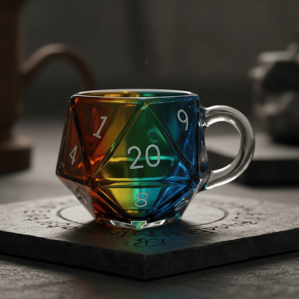 Geloho D20 Dice Glass Mug – Tabletop Gaming Inspired Drinkware