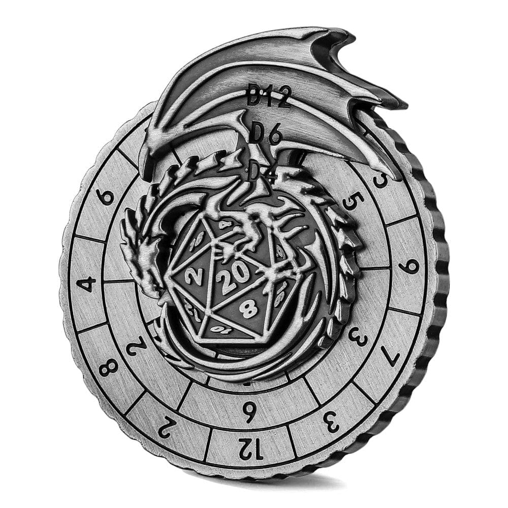 Geloho metal Silver Dragon Crest Dice Spinner