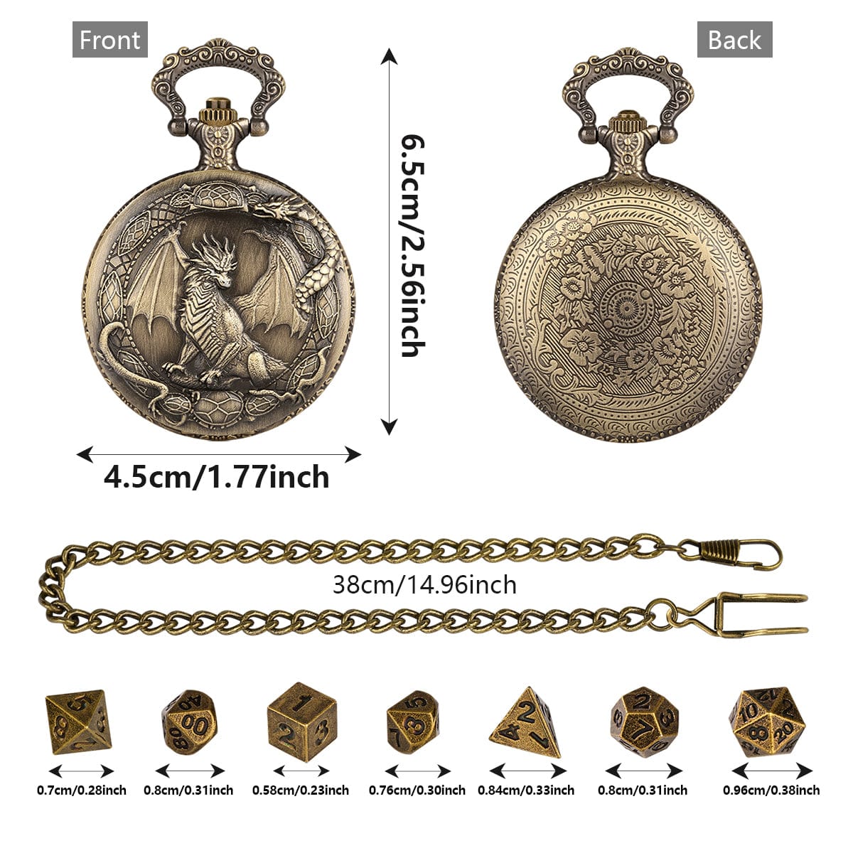 Geloho Dragon Crest Pocket Watch Dice Set