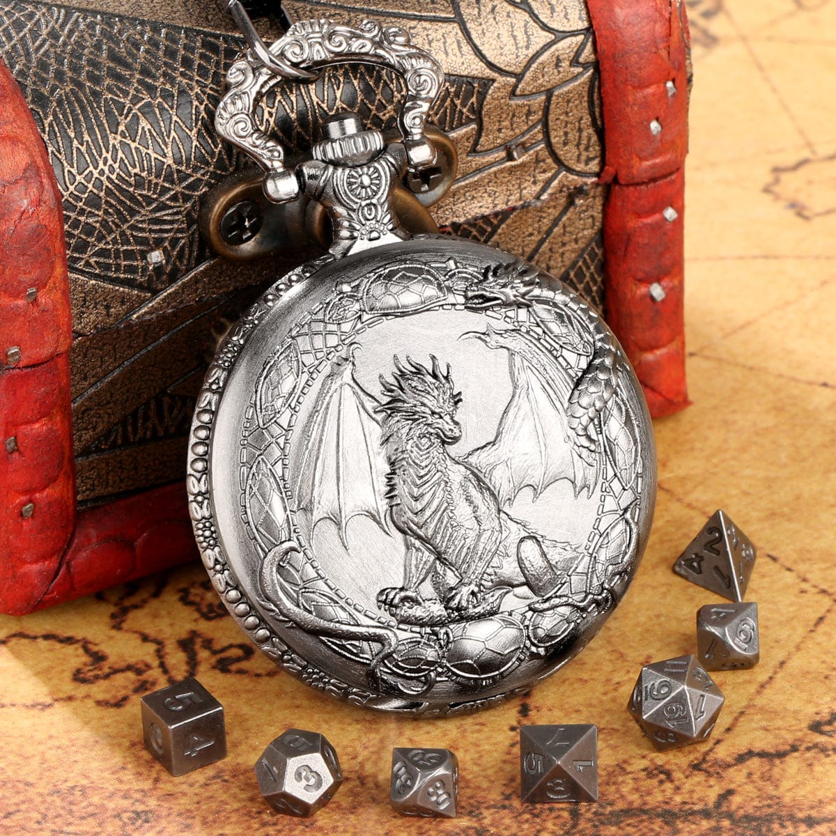 Geloho Dragon Crest Pocket Watch Dice Set