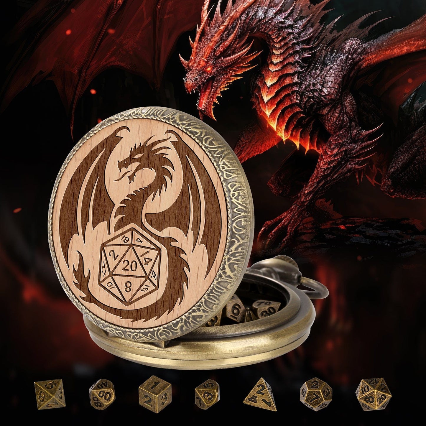 Geloho D20, Dragon Dragon & D20 Pocket Watch Dice Set