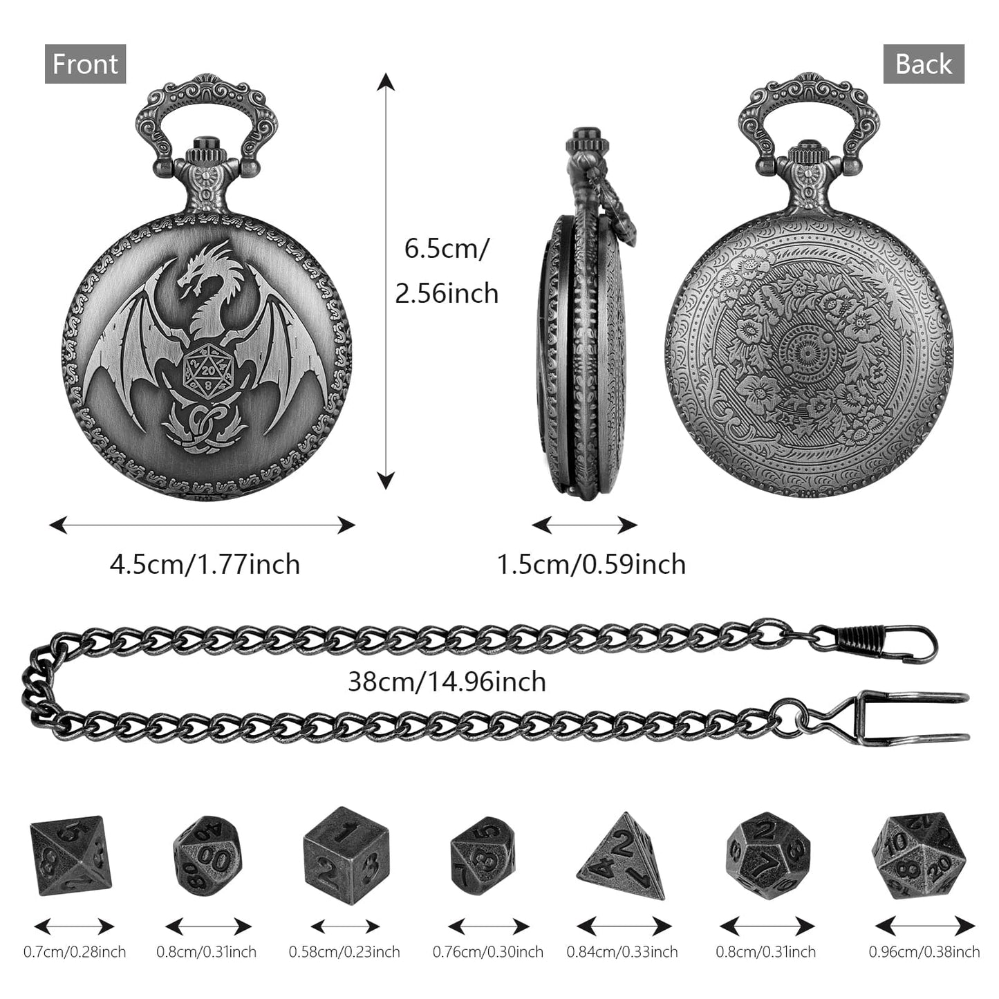 Geloho D20, Dragon Dragon D20 Style Pocket Watch Dice Set
