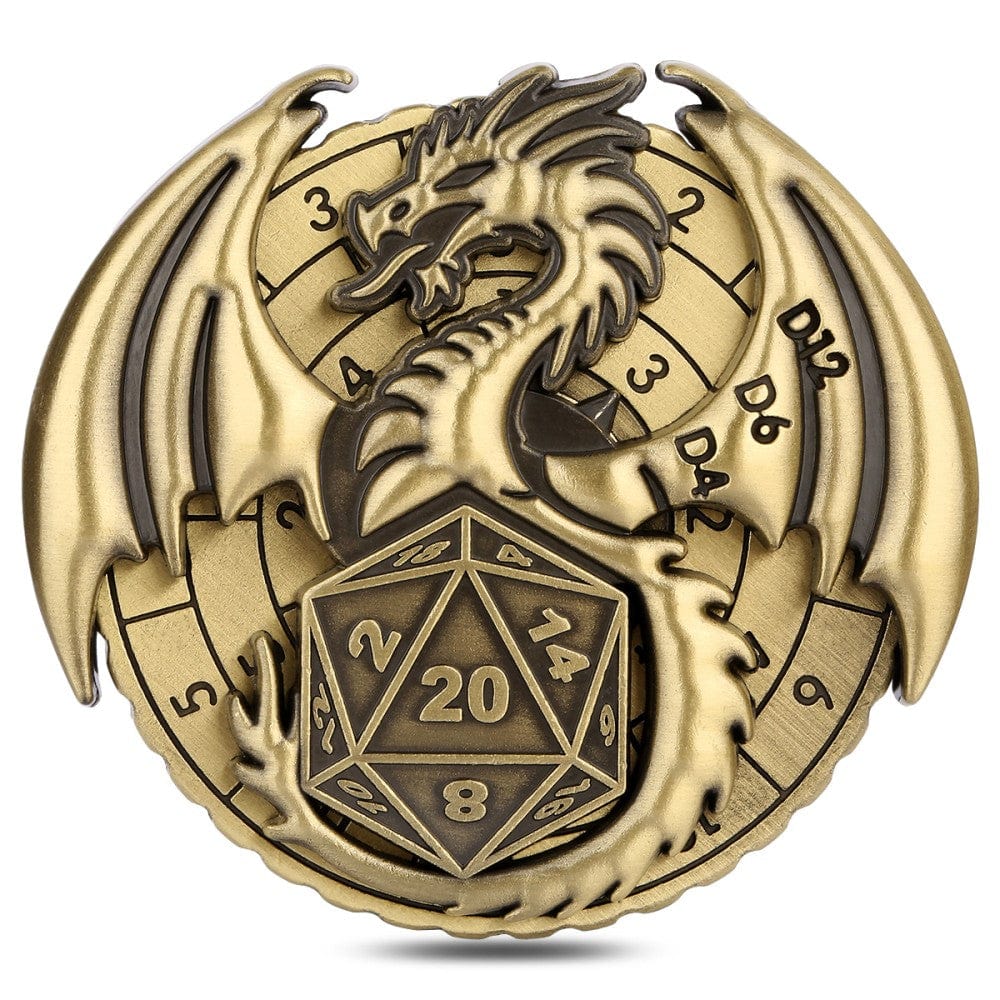 Geloho metal Bronze Dragon Emblem Dice Spinner