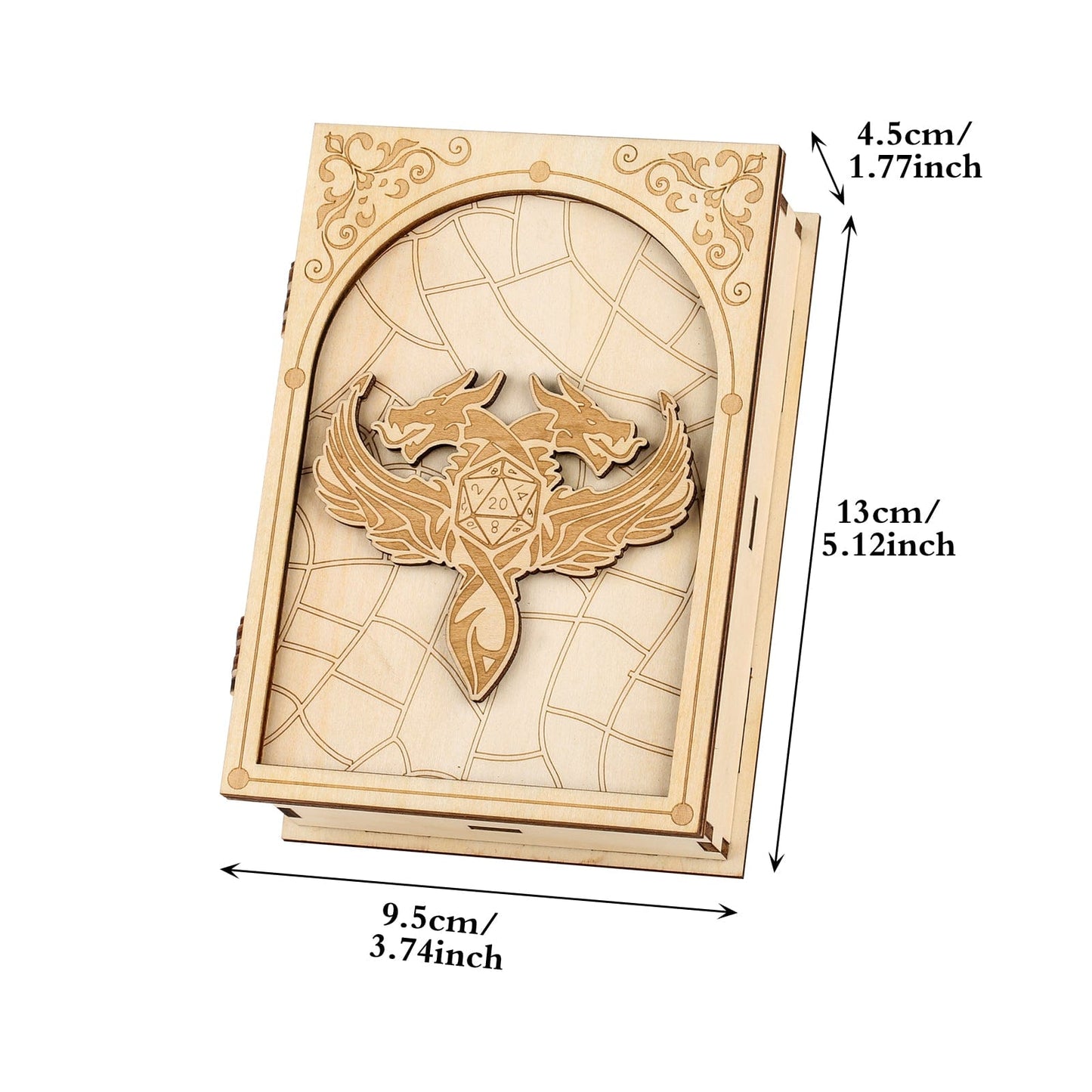 Geloho Dragon Grimoire Dice Case – Wooden Spellbook Case for DnD Dice Set