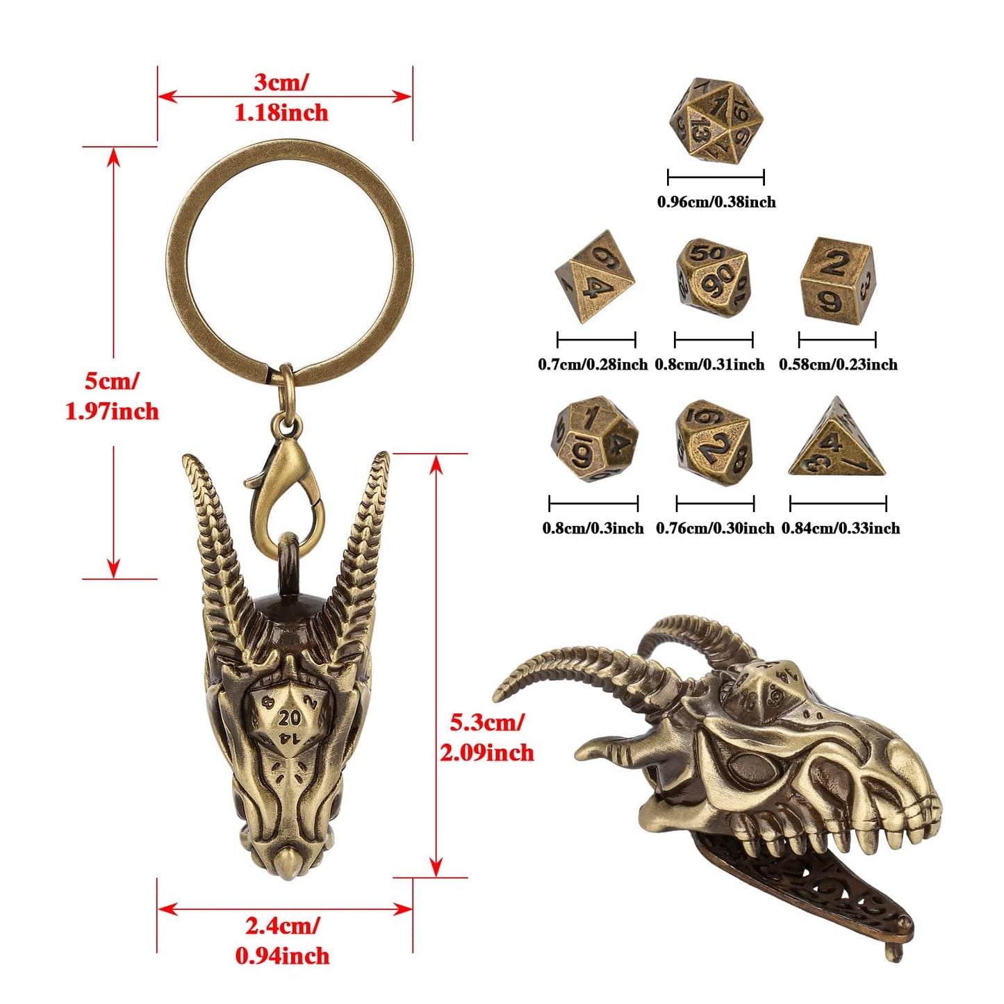Geloho Dragon Skull Mini Dice Set Keychain