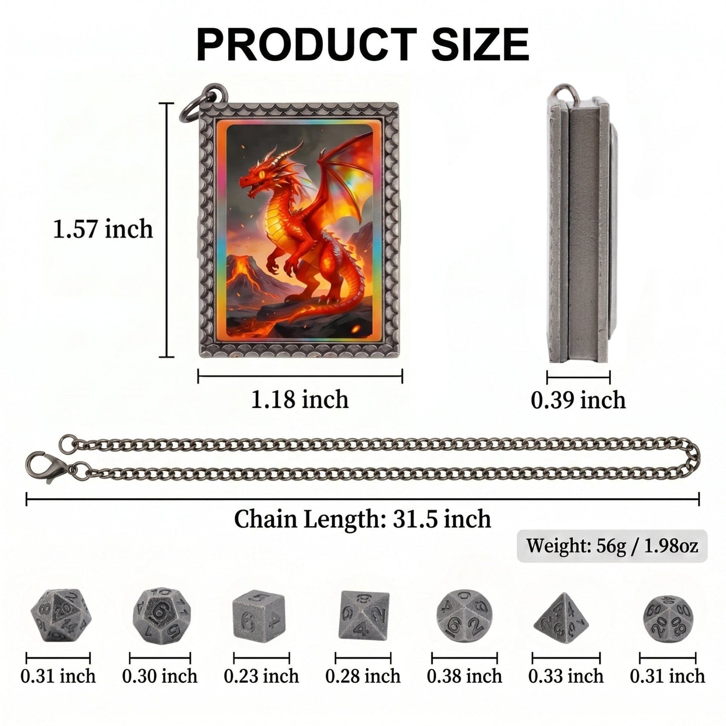 Geloho dice set necklace Fire Dragon Dice Necklace