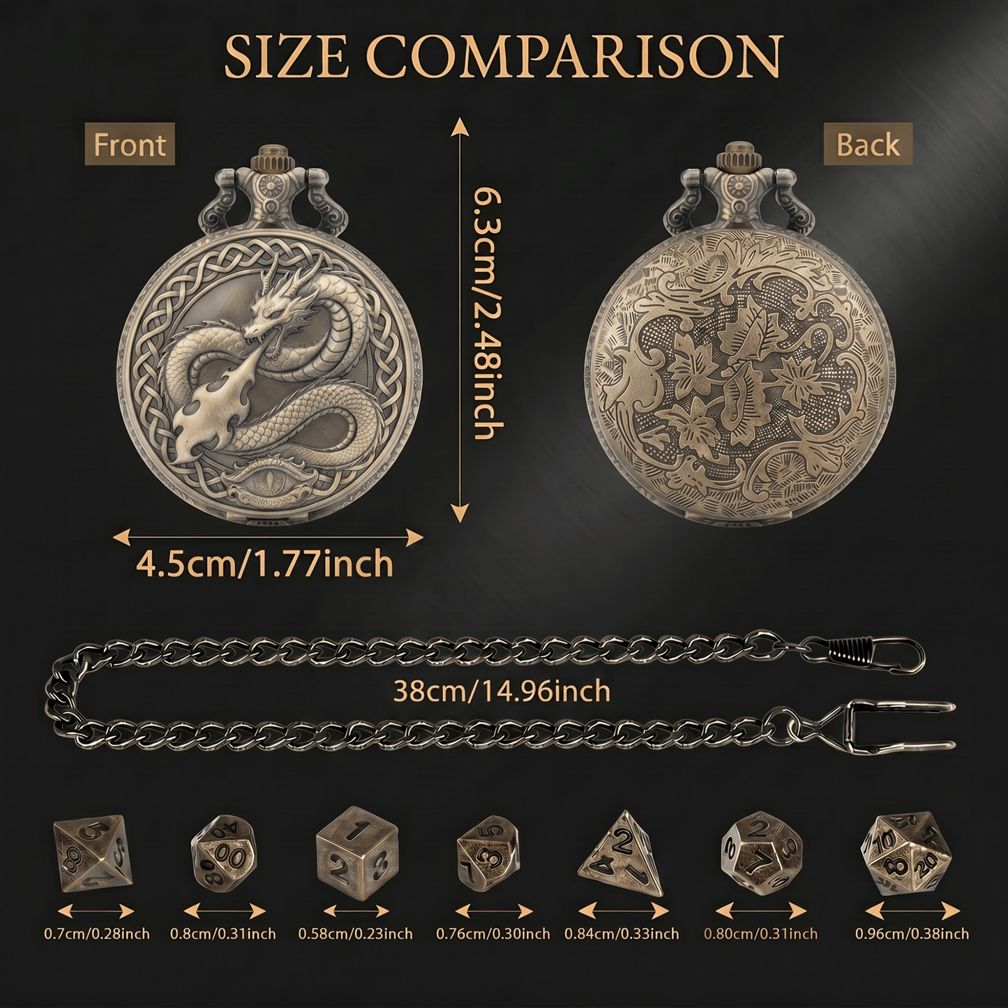 Geloho Fire Dragon Pocket Watch Dice Set