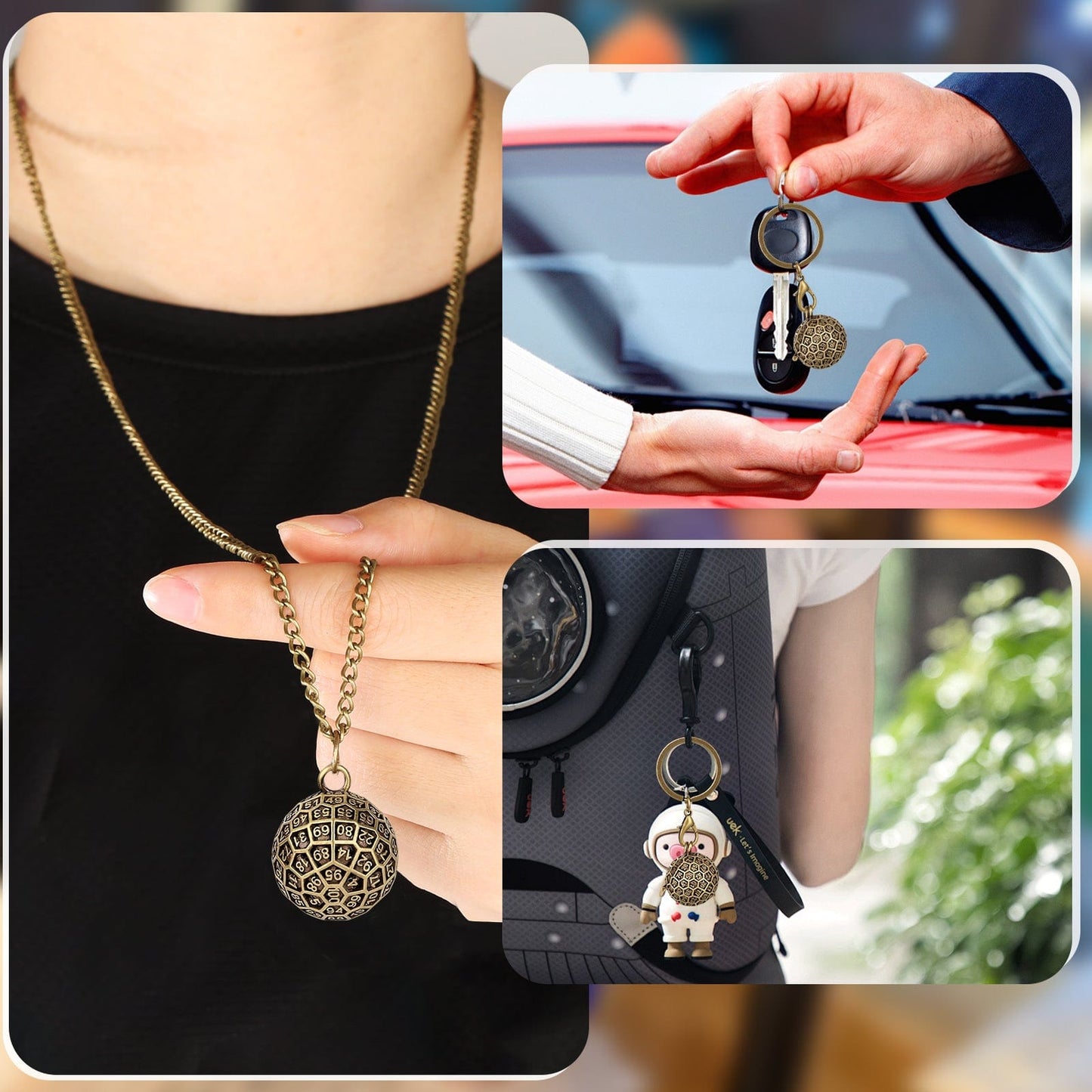 Geloho Hollow D100 Mini Dice Set Necklace & Keychain