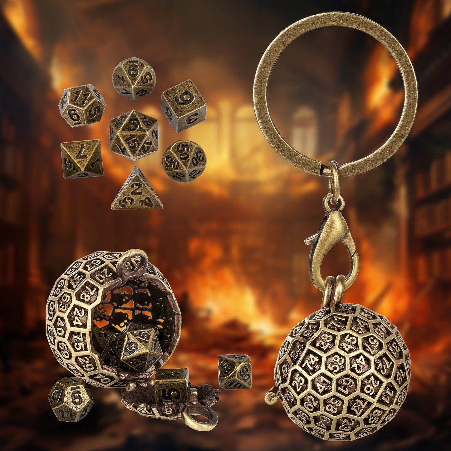 Geloho Hollow D20 Mini Dice Set Keychain