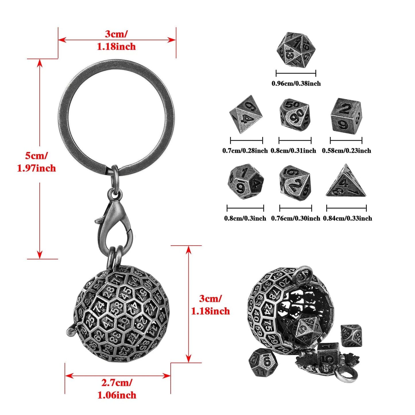 Geloho Hollow D20 Mini Dice Set Keychain