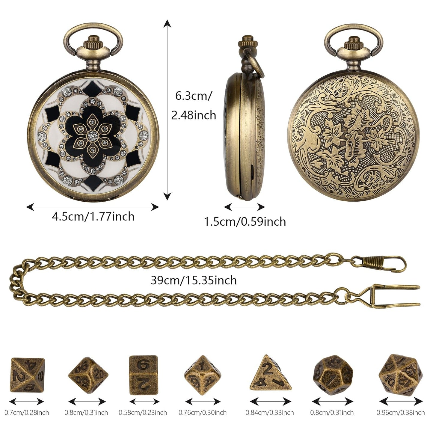 Geloho D20, Dragon Mandala Pocket Watch Dice Set