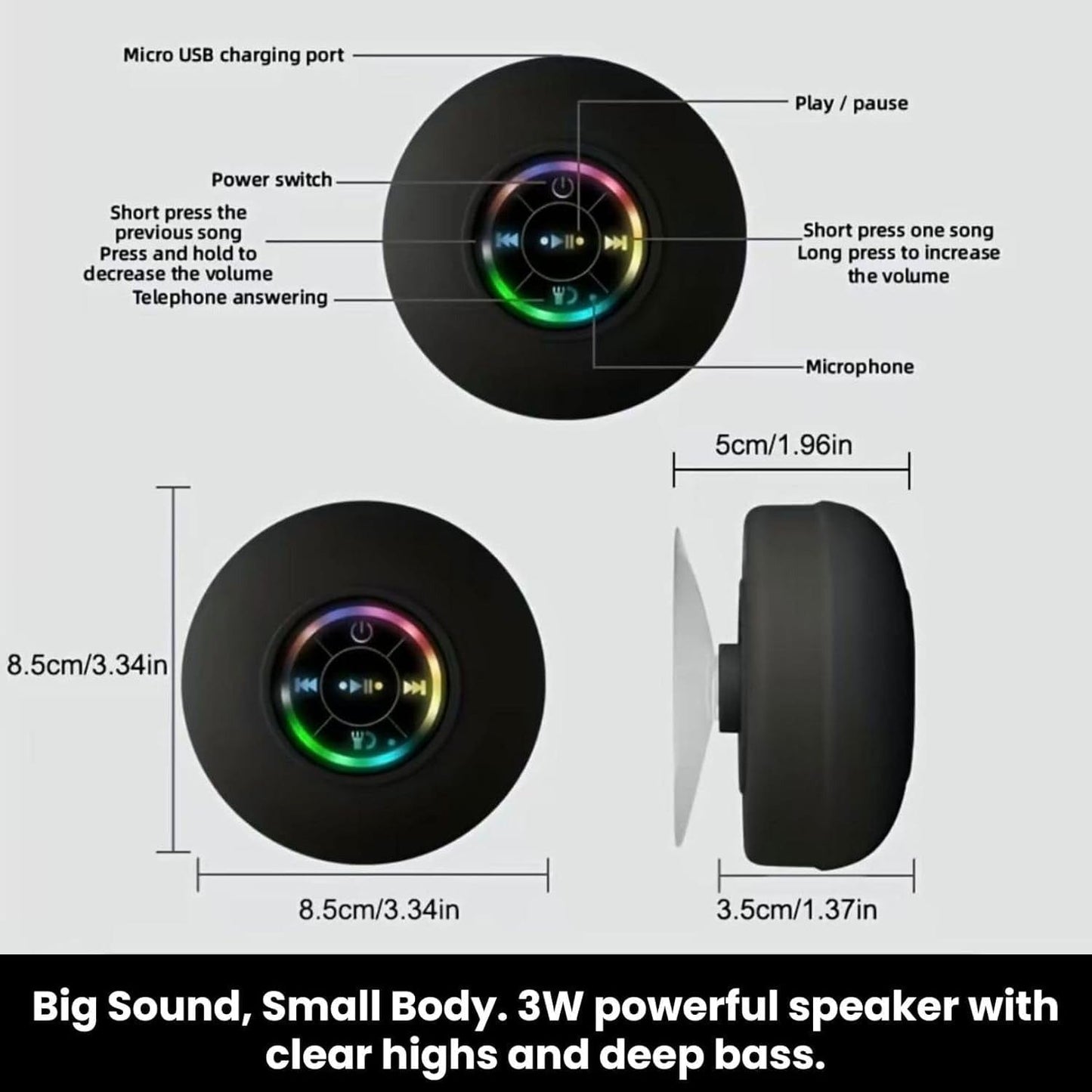 Geloho Mini LED Waterproof Speaker