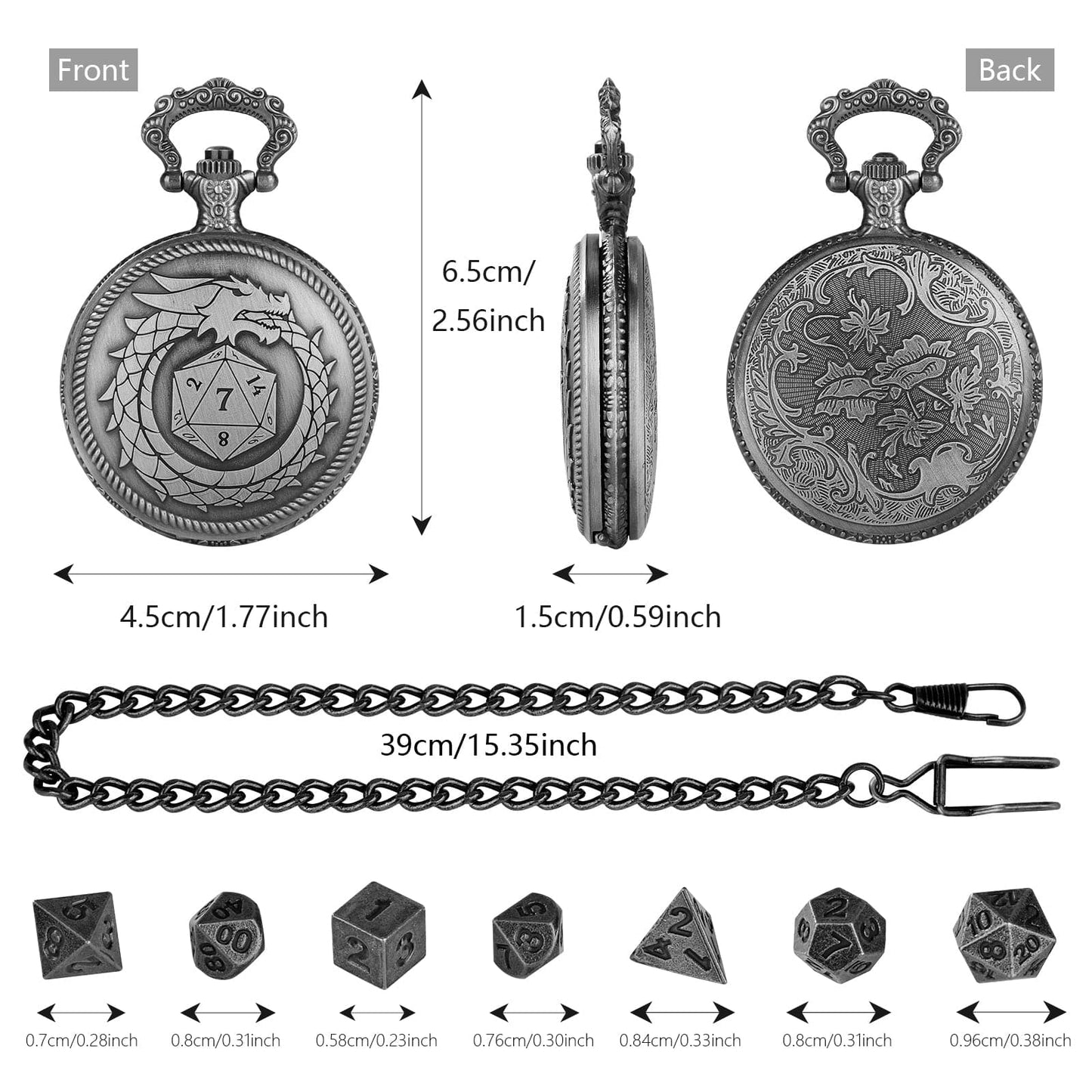Geloho Ouroboros Dragon Pocket Watch Dice Set