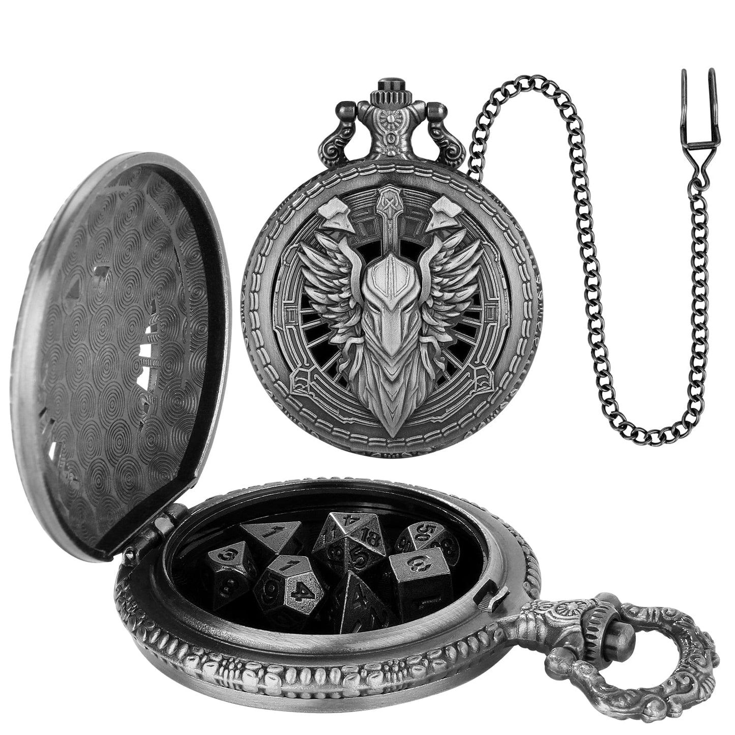 Geloho Silver Paladin Pocket Watch Dice Set