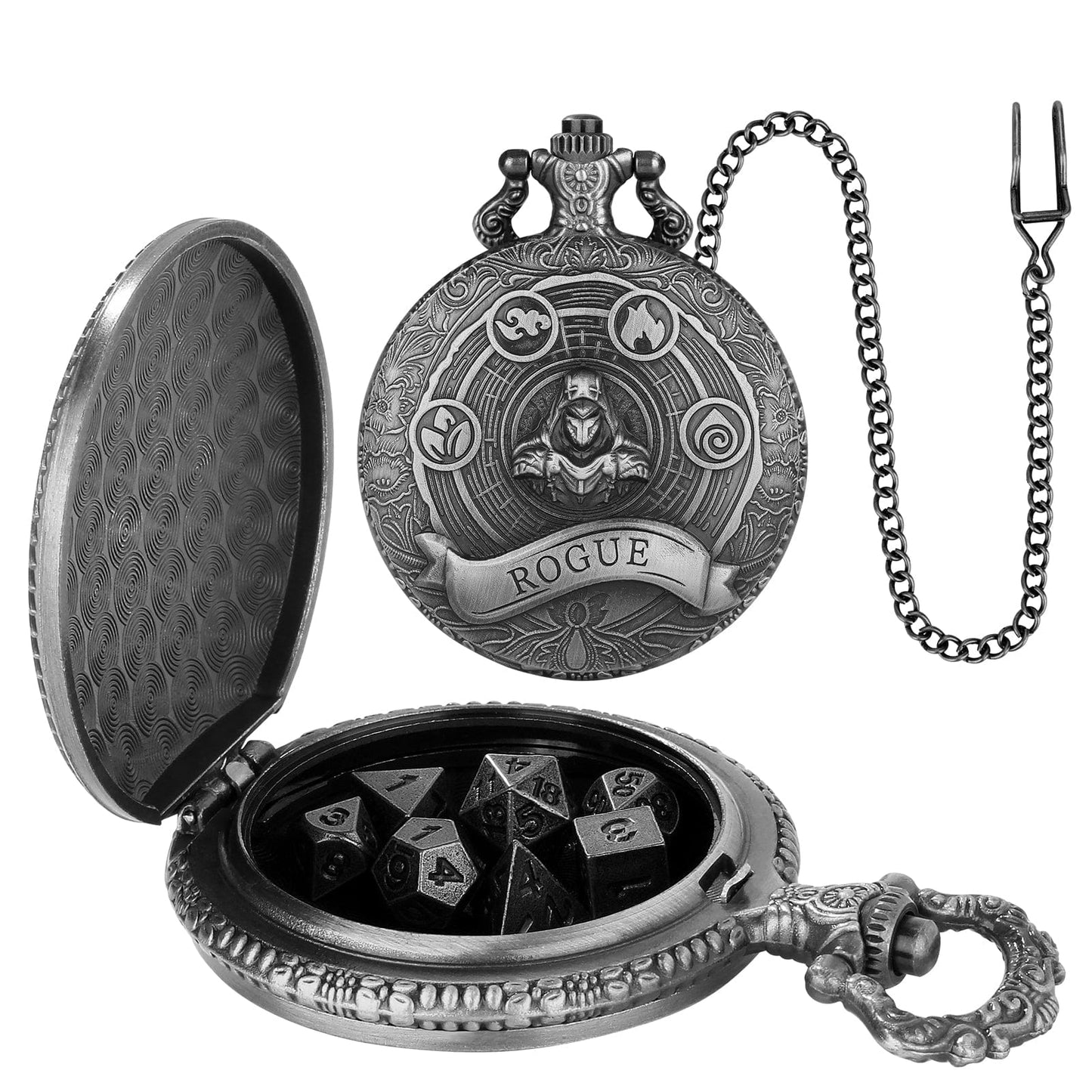 Geloho D20, Dragon Silver Rogue Pocket Watch Dice Set