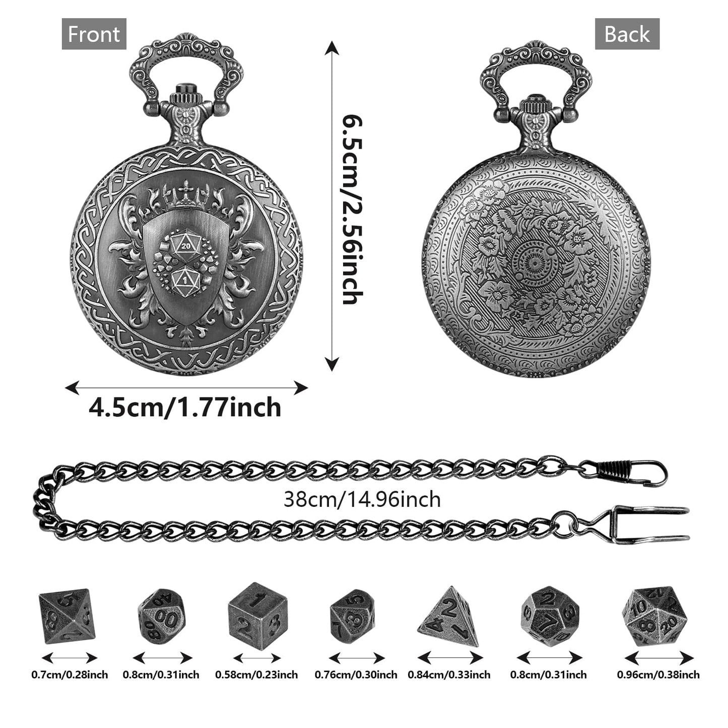 Geloho Royal Crest Pocket Watch Dice Set