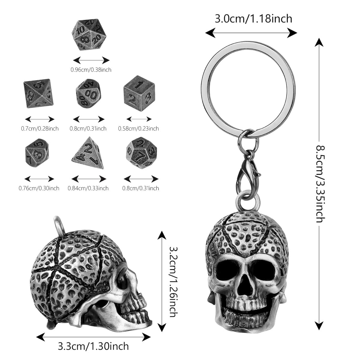 Geloho Skull Mini Dice Set Keychain