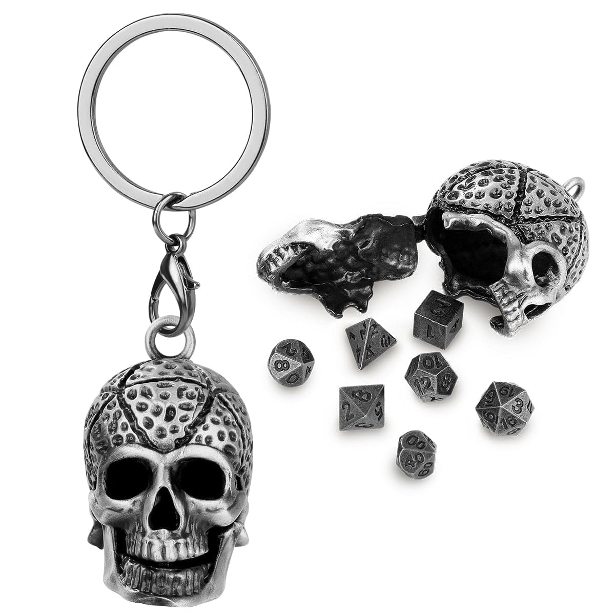 Geloho Silver Skull Mini Dice Set Keychain