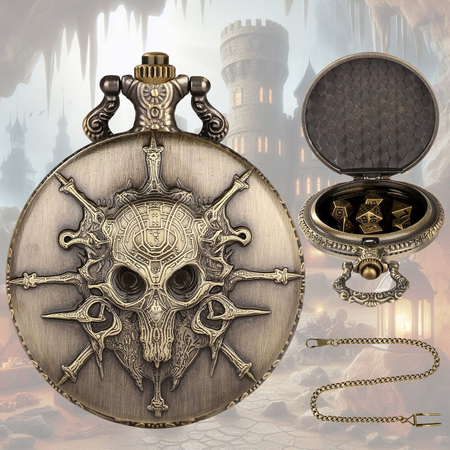 Geloho Skull Pocket Watch Dice Set