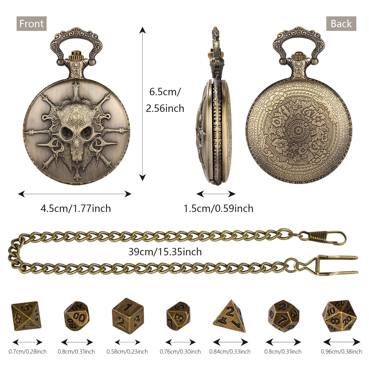 Geloho Skull Pocket Watch Dice Set