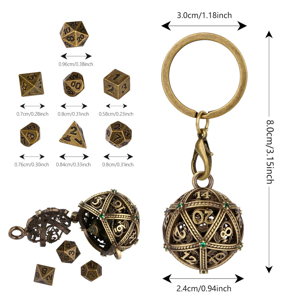 Geloho Starmap D20 Mini Dice Set Keychain