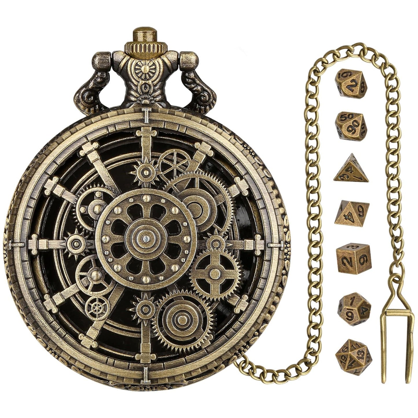 Geloho D20, Dragon Steampunk Gear Pocket Watch Dice Set