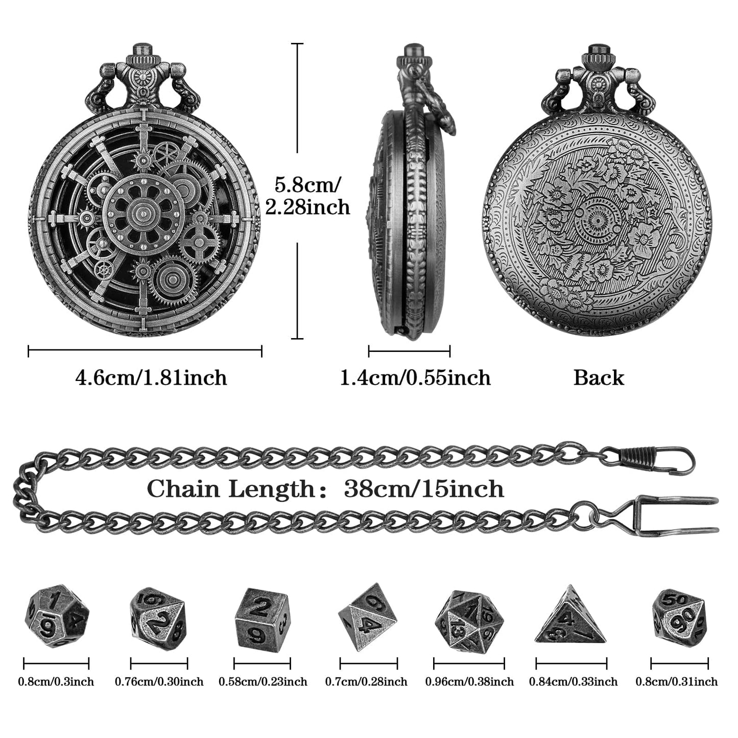 Geloho D20, Dragon Steampunk Gear Pocket Watch Dice Set