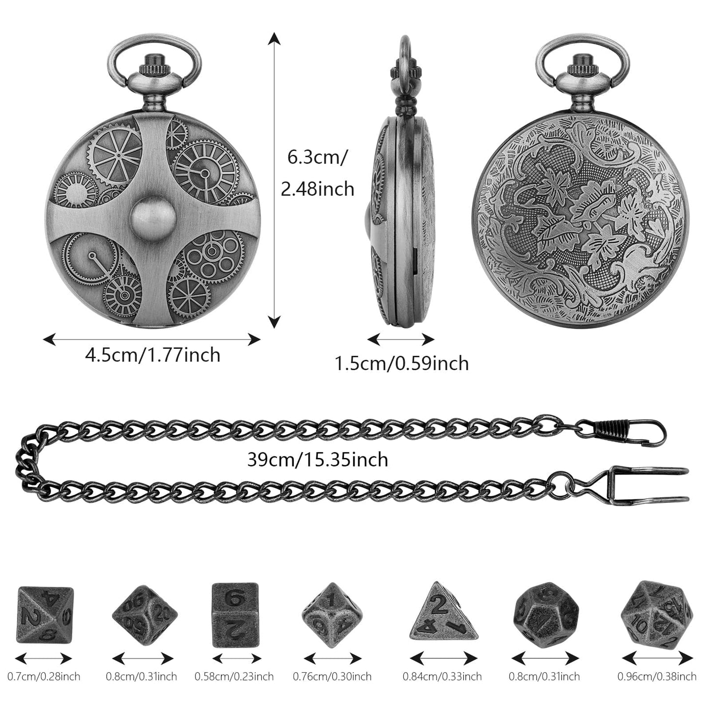 Geloho Steampunk Pocket Watch Dice Set