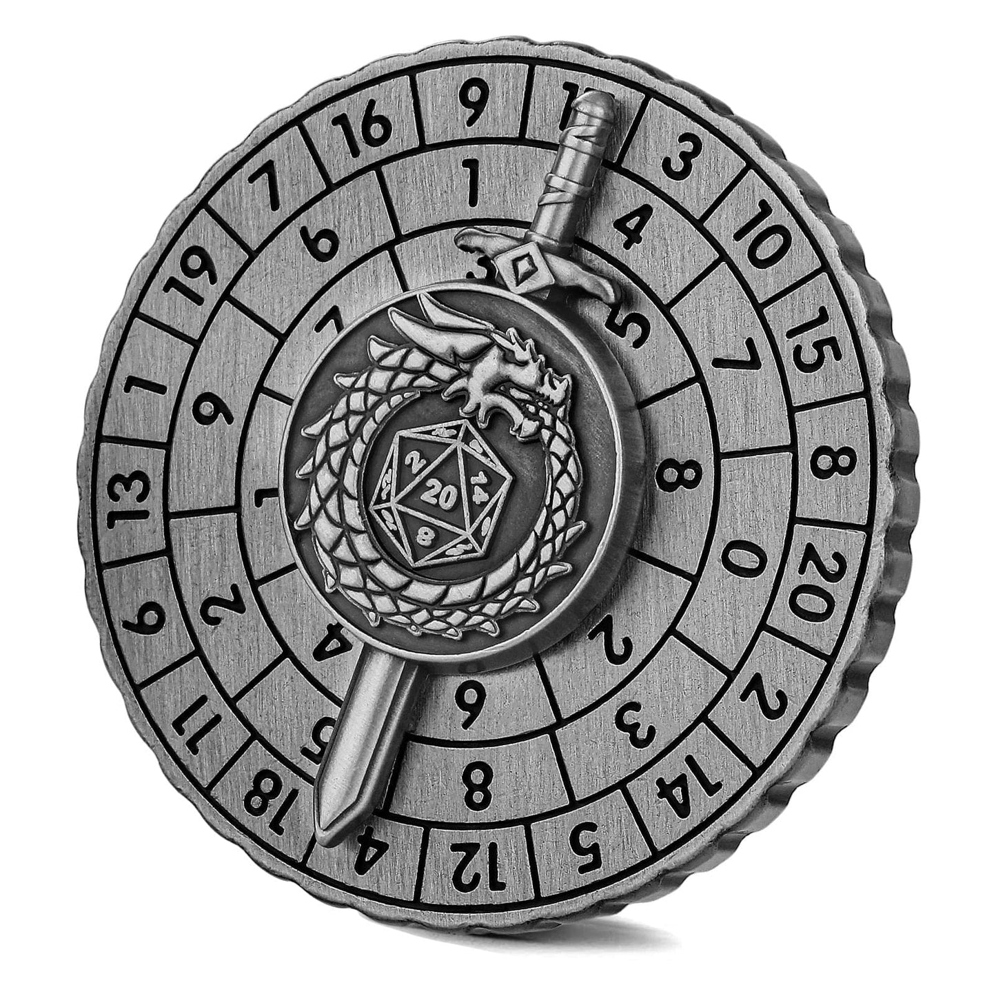 Geloho metal Silver Sword & Dragon Dice Spinner