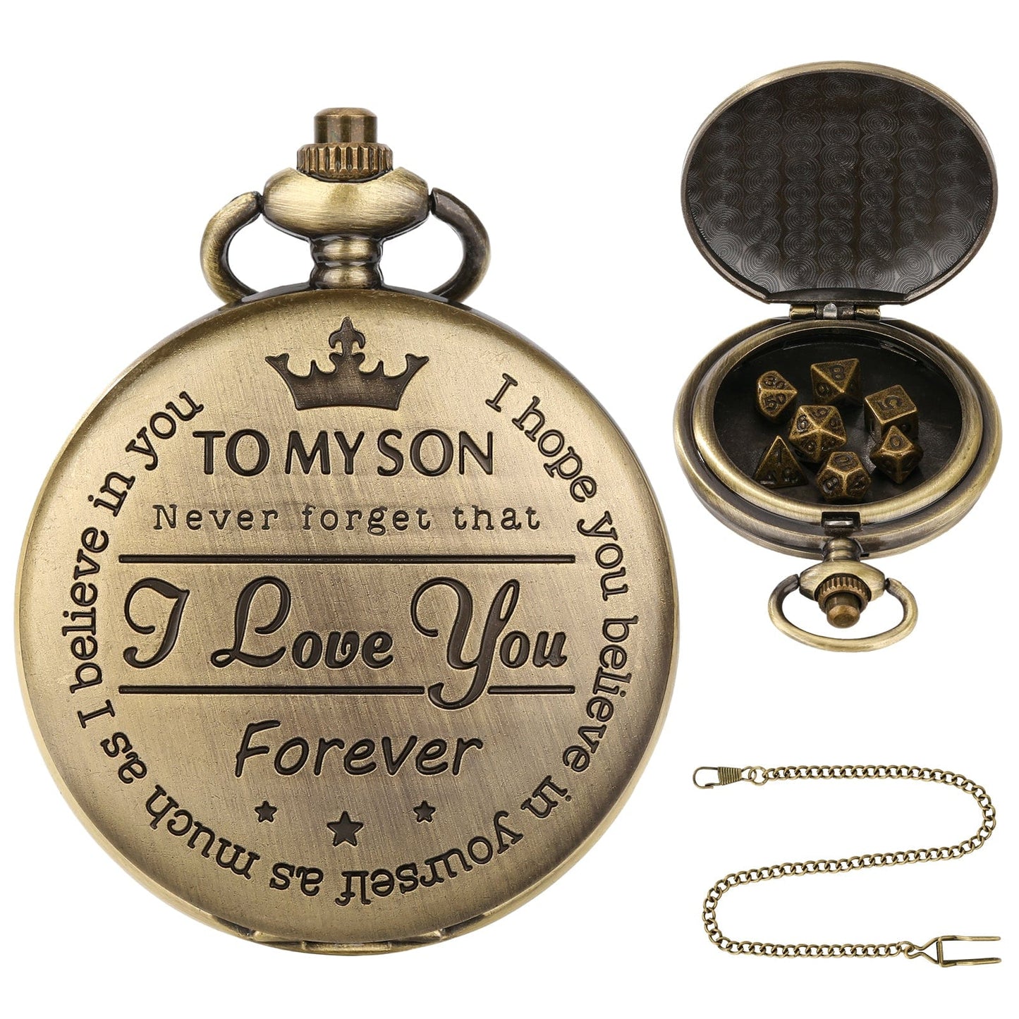 Geloho D20, Dragon To My Son Gift Pocket Watch Dice Set