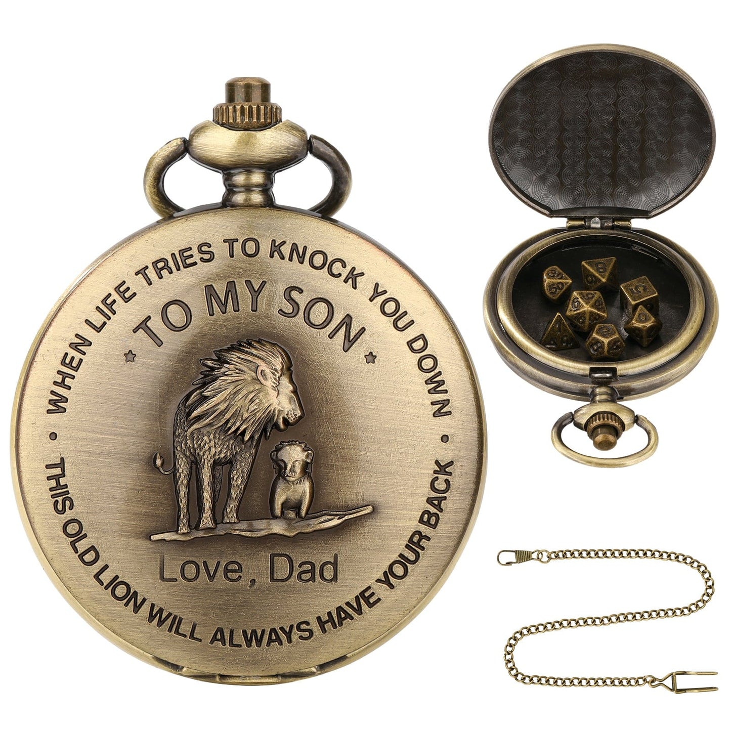 Geloho D20, Dragon To My Son Gift Pocket Watch Dice Set