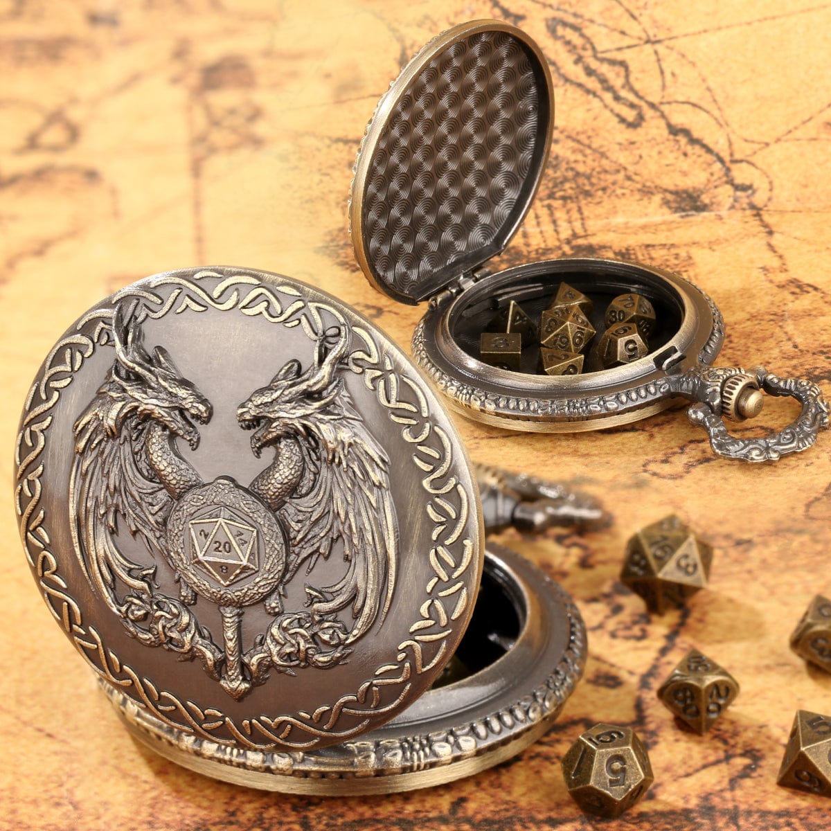 Geloho Twin Dragons Pocket Watch Dice Set