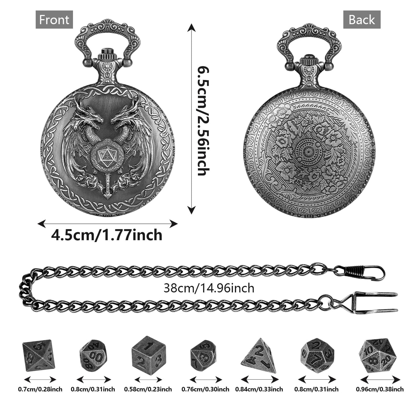 Geloho Twin Dragons Pocket Watch Dice Set