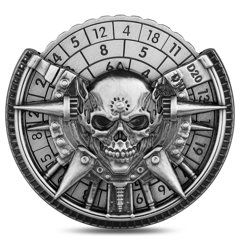 Geloho metal Silver Warlord Skull Dice Spinner