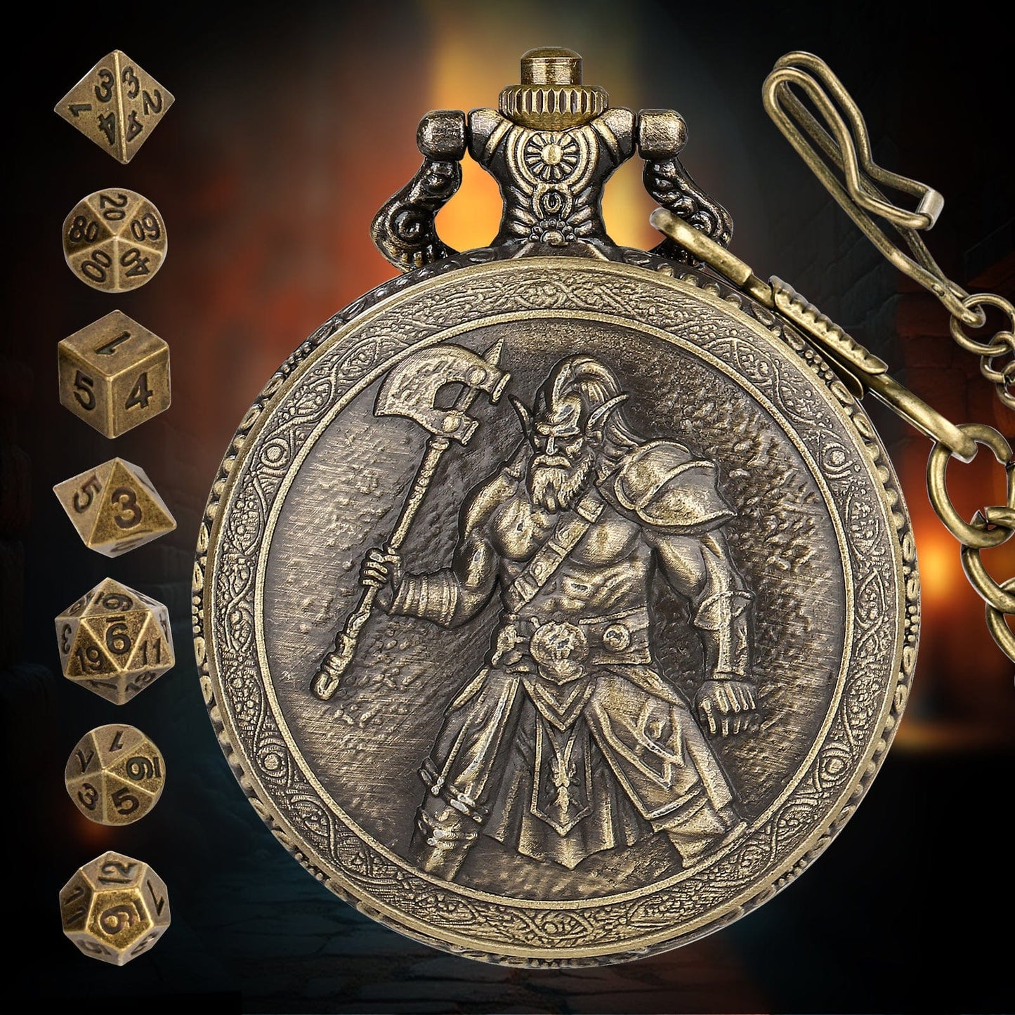 Geloho WARRIOR EMBLEM METAL POCKET WATCH DICE CASE