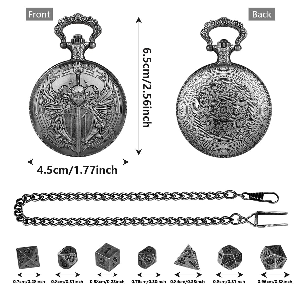 Geloho WARRIOR EMBLEM METAL POCKET WATCH DICE CASE