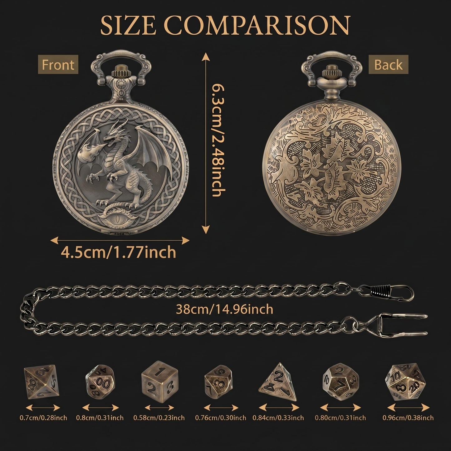 Geloho Wyrm’s Eye Fatekeeper Pocket Watch Dice Set