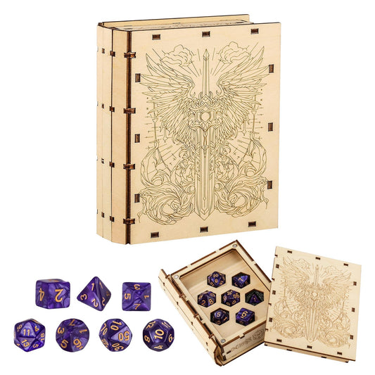 Book-shaped Warrior Dice Box with Purple Dice