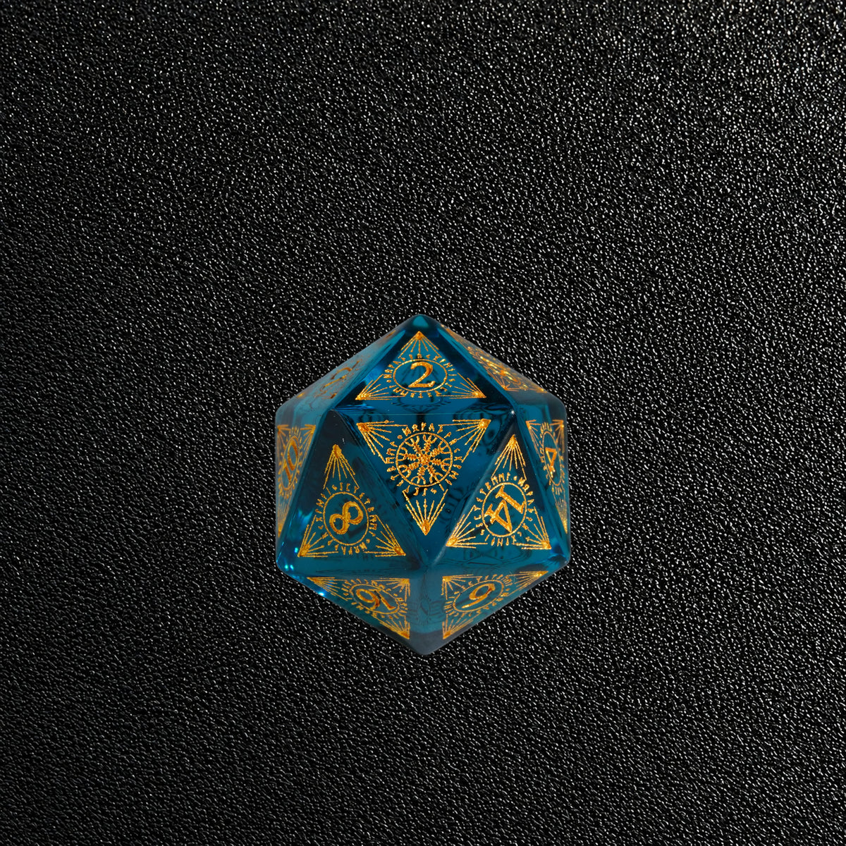 Azure Beast Oath-Gemstone Dice Set – D20 close-up