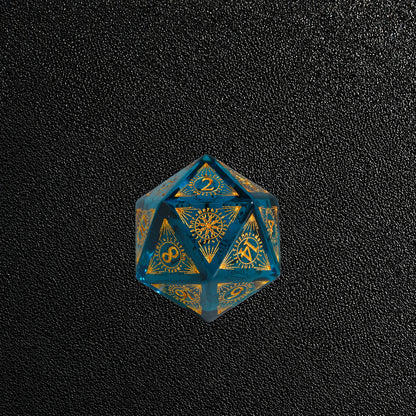 Azure Beast Oath-Gemstone Dice Set – D20 close-up