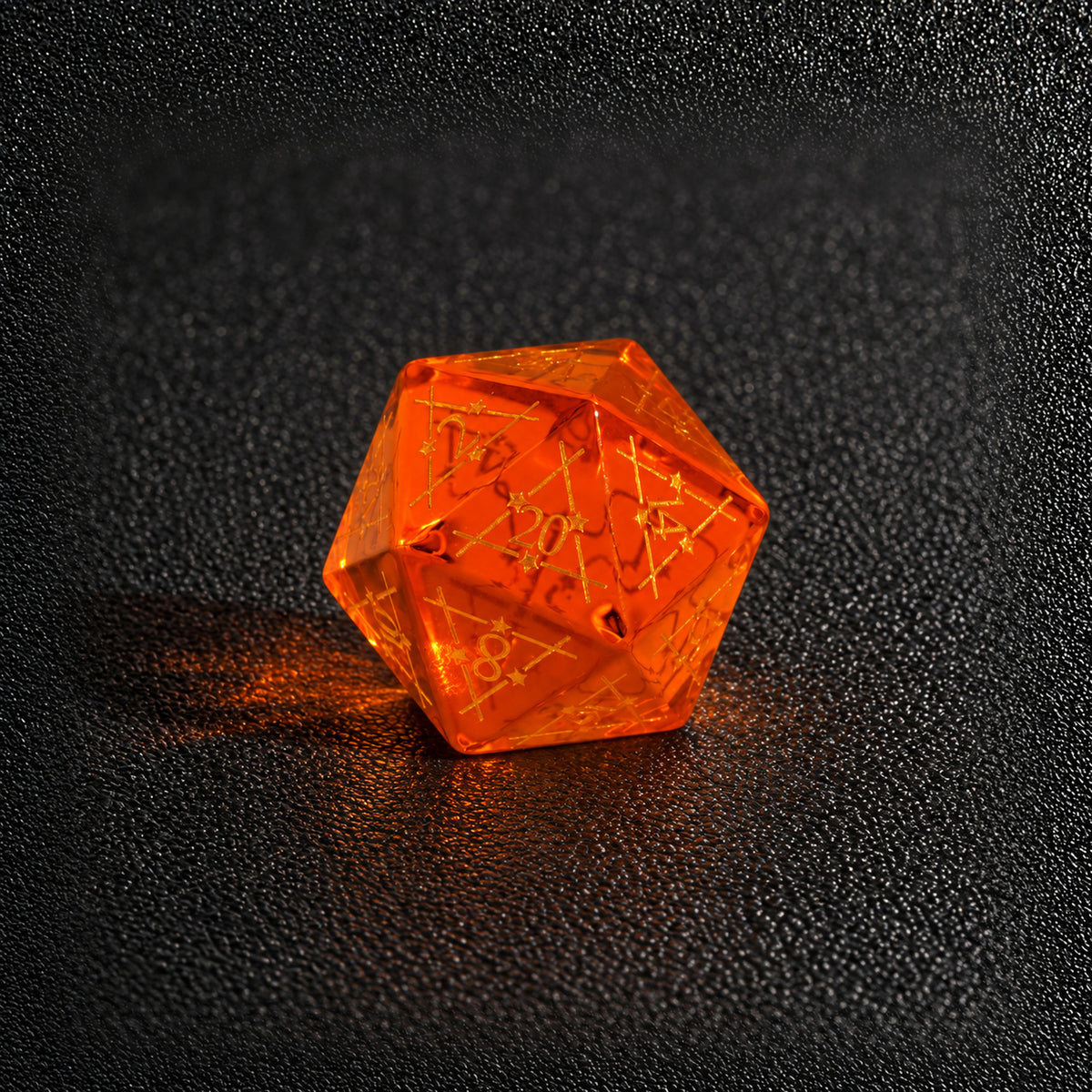 Ember Rune Forge-Gemstone Dice Set – D20 close-up