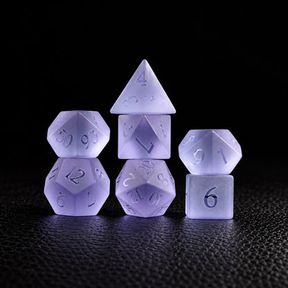 Violet Dream Veil-Gemstone Dice Set – standing polyhedral set