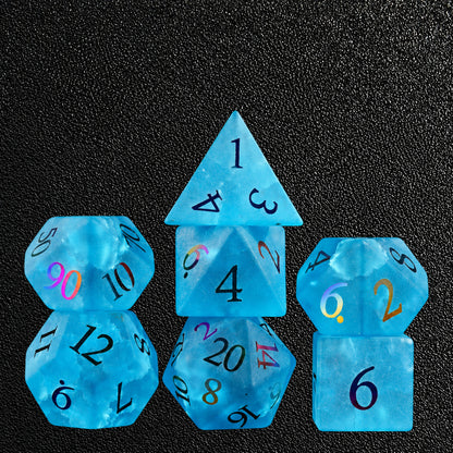 Tidal Arcane Whisper-Gemstone Dice Set – standing polyhedral set