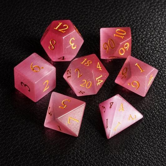 Rose Fey Charm-Gemstone Dice Set – complete seven-piece set
